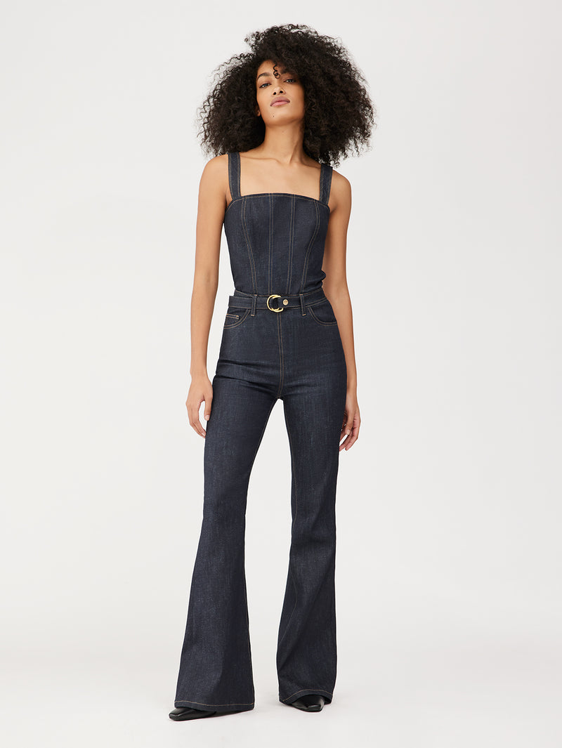 Holloway Flare Jumpsuit | Indigo Coated